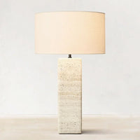 lampe à poser post-moderne en travertin style wabi-sabi art déco