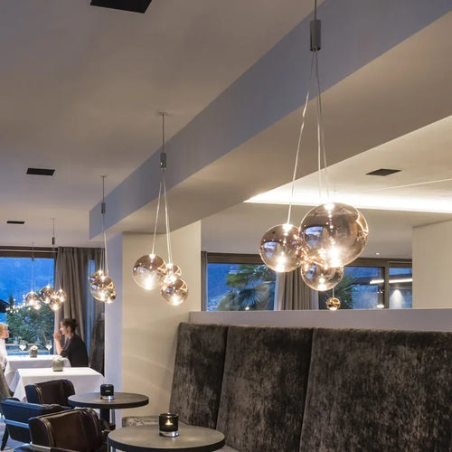 sandyha suspension led avec boules de verre pour décoration intérieure