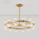 lustre moderne en cuivre led avec cristaux pour hôtel et foyer