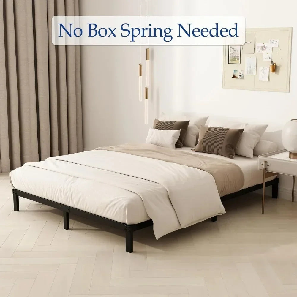 8 inch California King Size Bed Frame, No Spring, No Noise, Easy to Assemble, Black, Heavy Duty Metal Platform Bed Frame