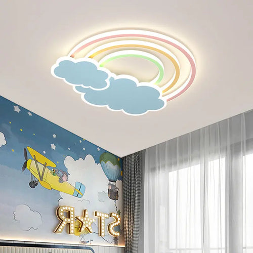 Dekorative Regenbogen-Wolken-Deckenleuchte für das Kinderzimmer - vue 3 sur 8
