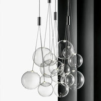 lustre nordique en verre avec suspension led pour décoration intérieure