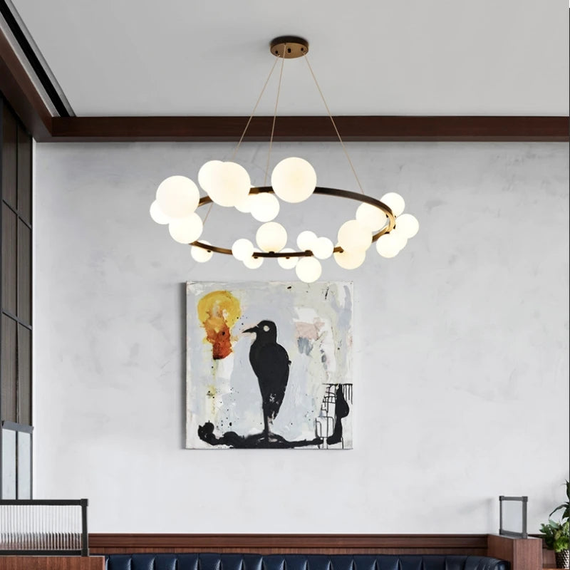 lampes suspendues nordiques en verre et métal réglables - vue 4 sur 18