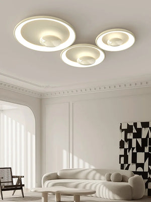 Runde LED-Deckenleuchte im Creme-Stil, dimmbar mit Fernbedienung