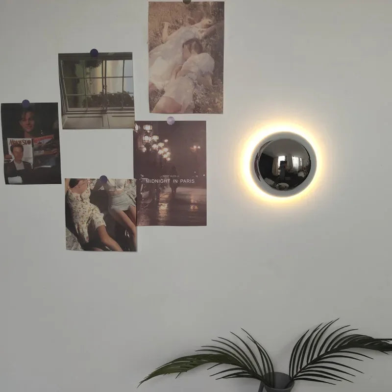 Applique murale led nordique ronde en métal décoration intérieure - vue 4 sur 12