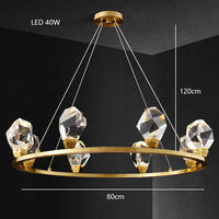 Moderner Kronleuchter aus Messing mit Diamant-Kristall und LED, Luxusausführung