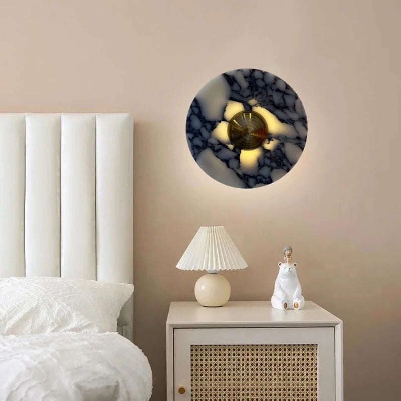 Applique murale led en marbre naturel pierre et métal doré éclairage d'ambiance 3000k - vue 4 sur 8