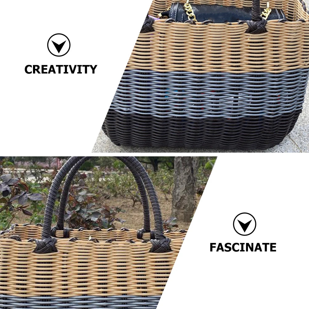 panier tissé en plastique pour rangement et organisation divers - vue 8 sur 7