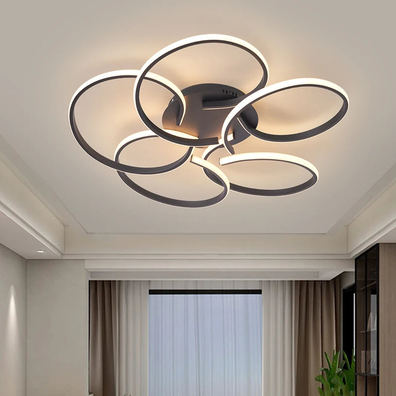 plafonnier moderne à LEDs lumières pour salon chambre étude salle éclairage intérieur Chrome/plaqué or - vue 4 sur 12