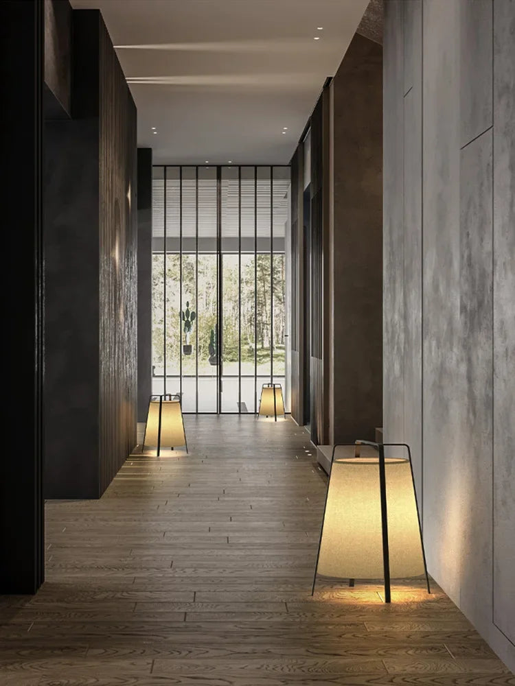 lampadaire led en tissu rétro japonais design moderne décoratif - vue 4 sur 7