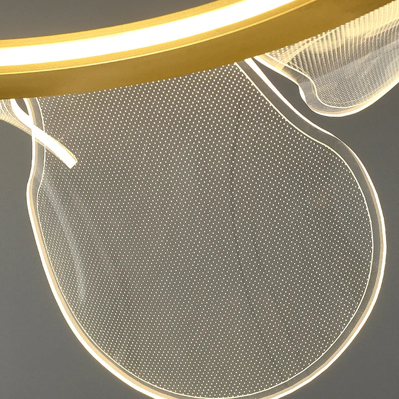 suspension led moderne avec anneau doré à gradation variable - vue 6 sur 10