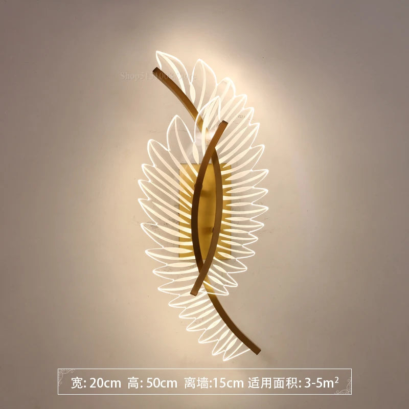 applique murale nordique art moderne plume luxe décor aile