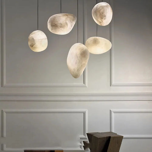 lustre moderne led texture naturelle marbre - vue 4 sur 10