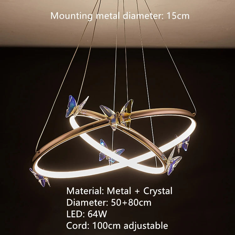LED-Wandleuchte Kristall Schmetterling Oberfläche Gold - vue 18 sur 19