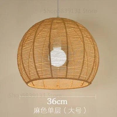 Moderne nordische LED-Pendelleuchte aus Eisen und Hanfseil - vue 11 sur 14