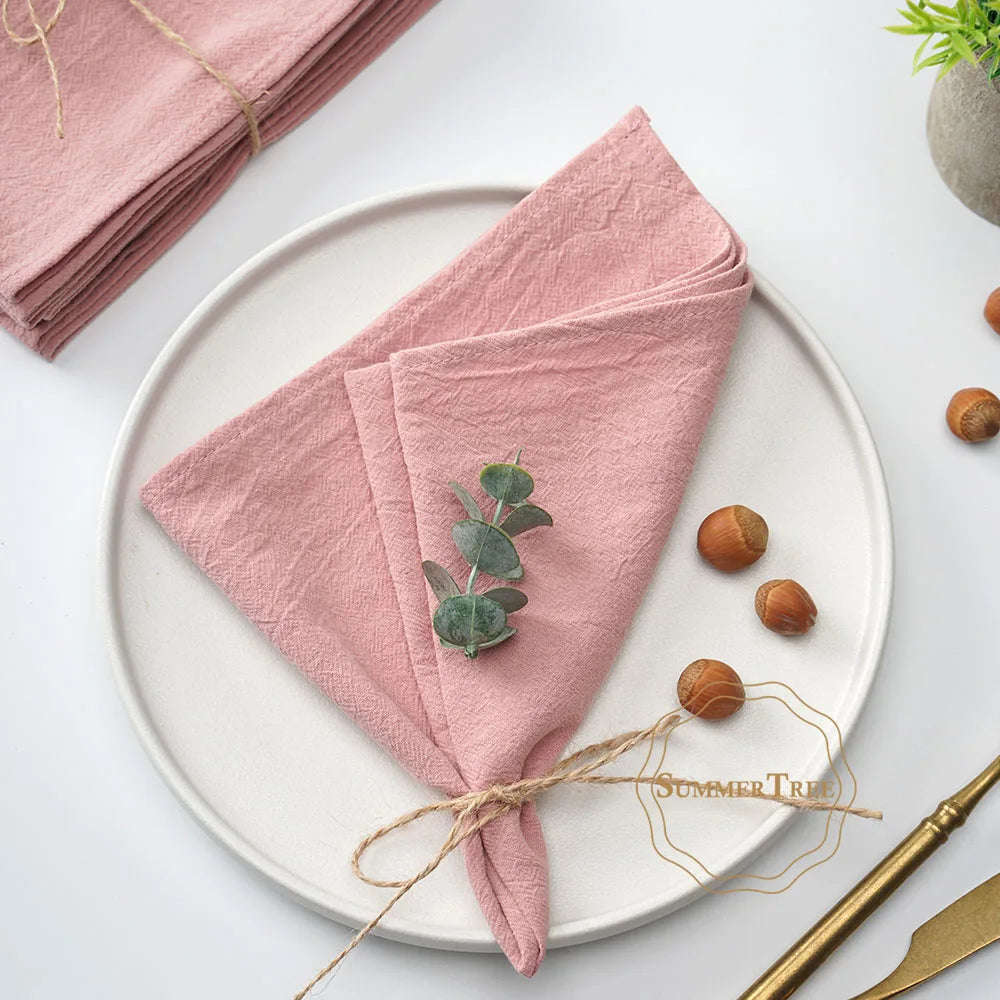 Serviette de table coton lavé style vintage 40cm - vue 6 sur 7