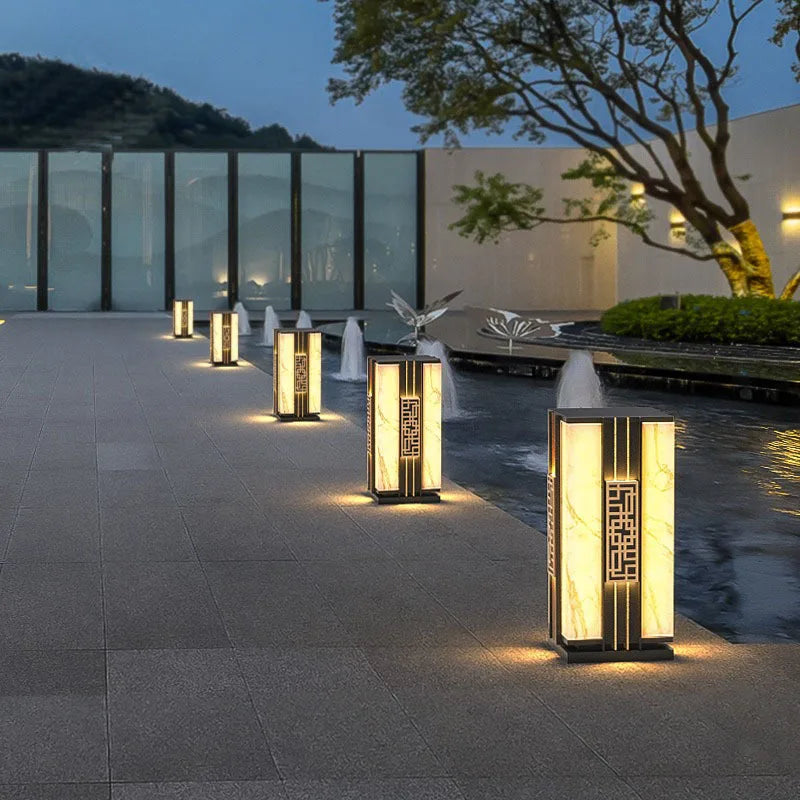 lampe extérieure solaire décorative imitation marbre pour jardin - vue 5 sur 8