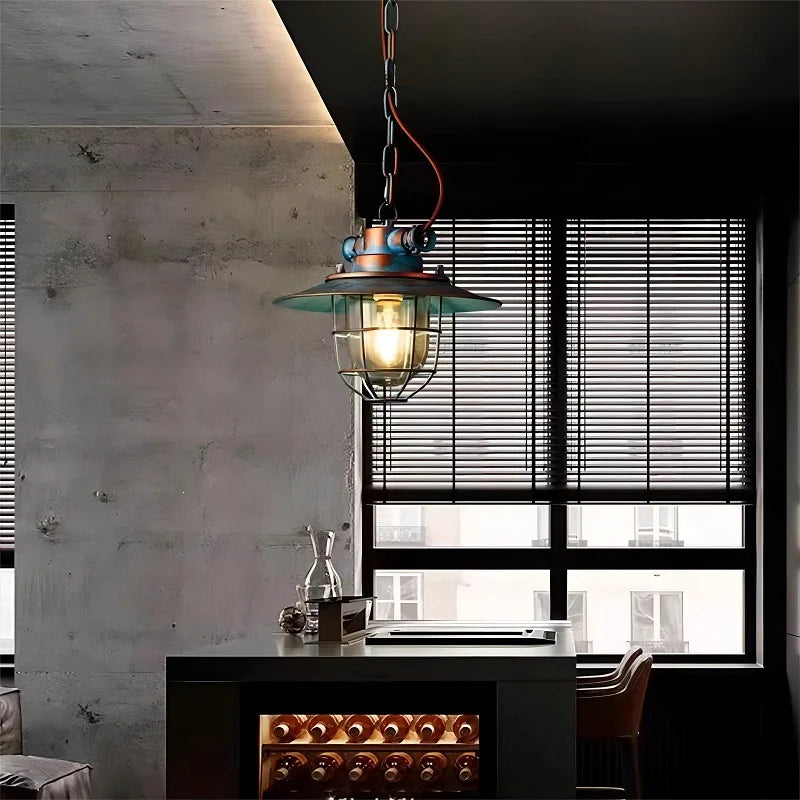 Américain rétro industriel vent anti-déflagrant lustre LOFT créatif Restaurant allée Barcafé fer LED suspension lampe - vue 6 sur 10