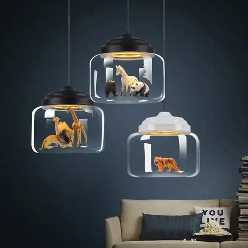 Pendelleuchte aus Glas mit Tiermotiven für die Innendekoration - vue 2 sur 10