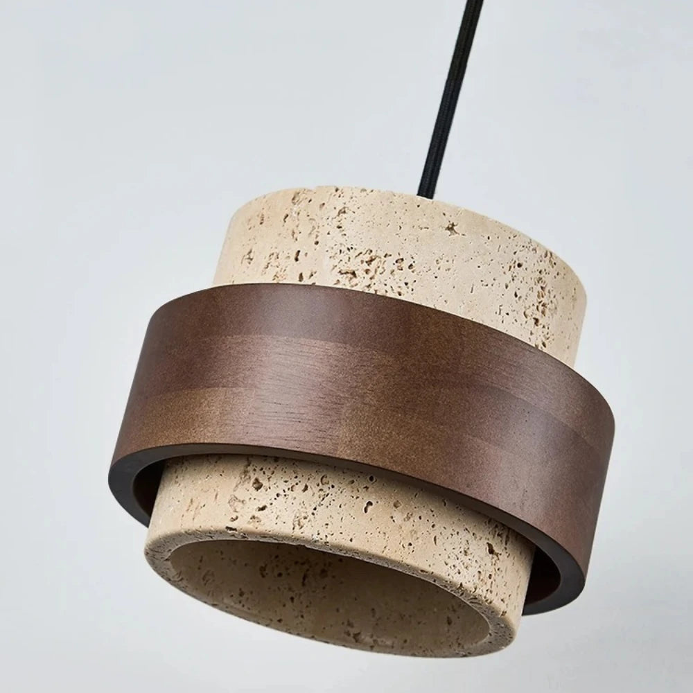 lustre moderne en bois et marbre pour décoration élégante - vue 6 sur 7