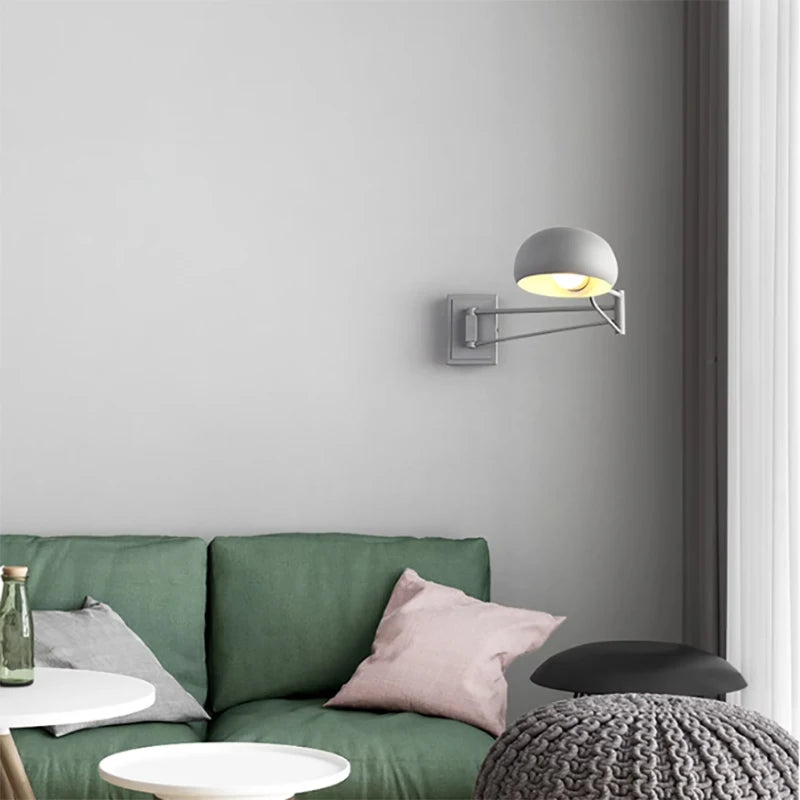 applique murale moderne en métal réglable à bras long avec interrupteur - vue 6 sur 11