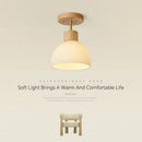 plafonnier nordique en bois et verre rayé design moderne luminaire décoratif