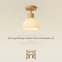 plafonnier nordique en bois et verre rayé design moderne luminaire décoratif