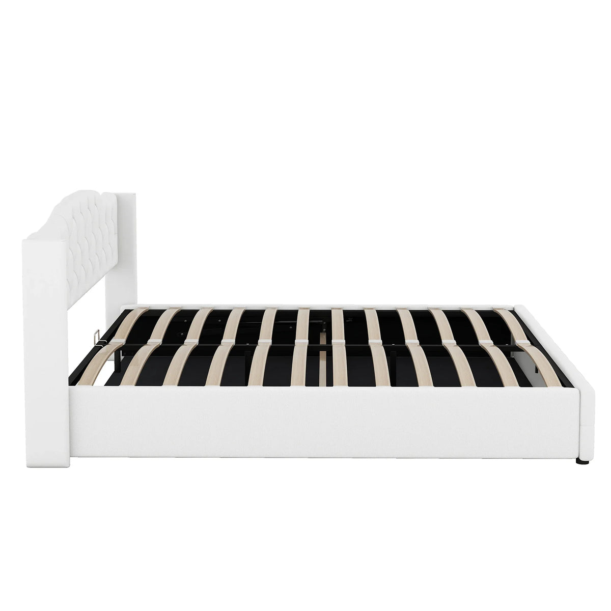 VSOGA 180 X 200CM Multifunctional Flat Bed with Hydraulic Storage, White - vue 4 sur 8