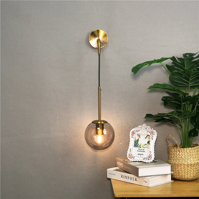 applique murale led vintage post-moderne boule de verre nordique - vue 4 sur 15