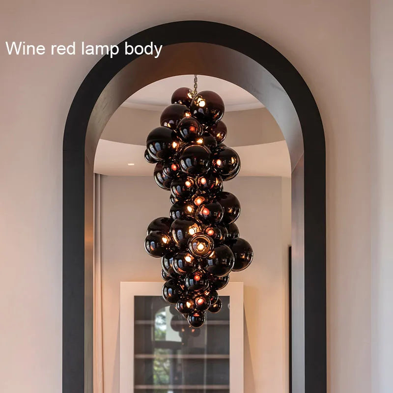 suspension en verre design italien style raisin lumineux - vue 9 sur 11