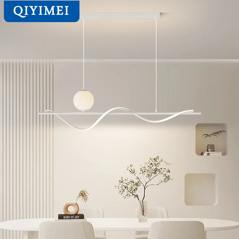 lustre led moderne avec ampoules et abat-jour suspendus - vue 6 sur 8