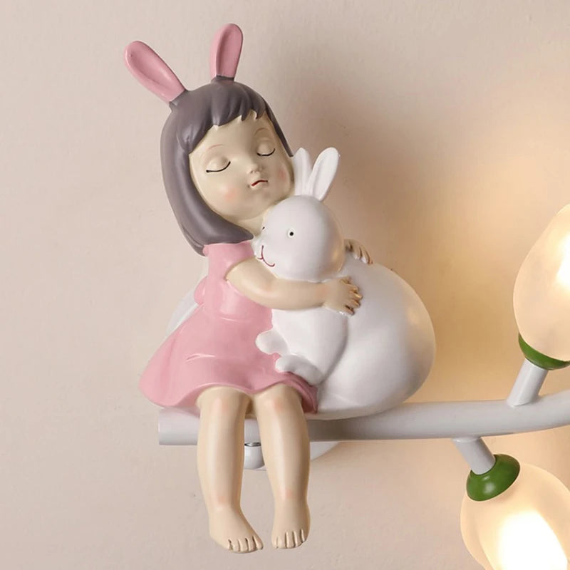 applique murale led g4 fille lapin fleur pour enfants - vue 3 sur 22