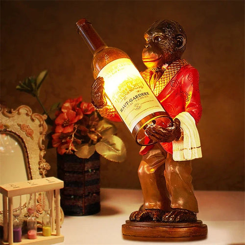 Retro Affenlampe aus Resin für Vintage-Deko und Loft-Stil - vue 3 sur 8