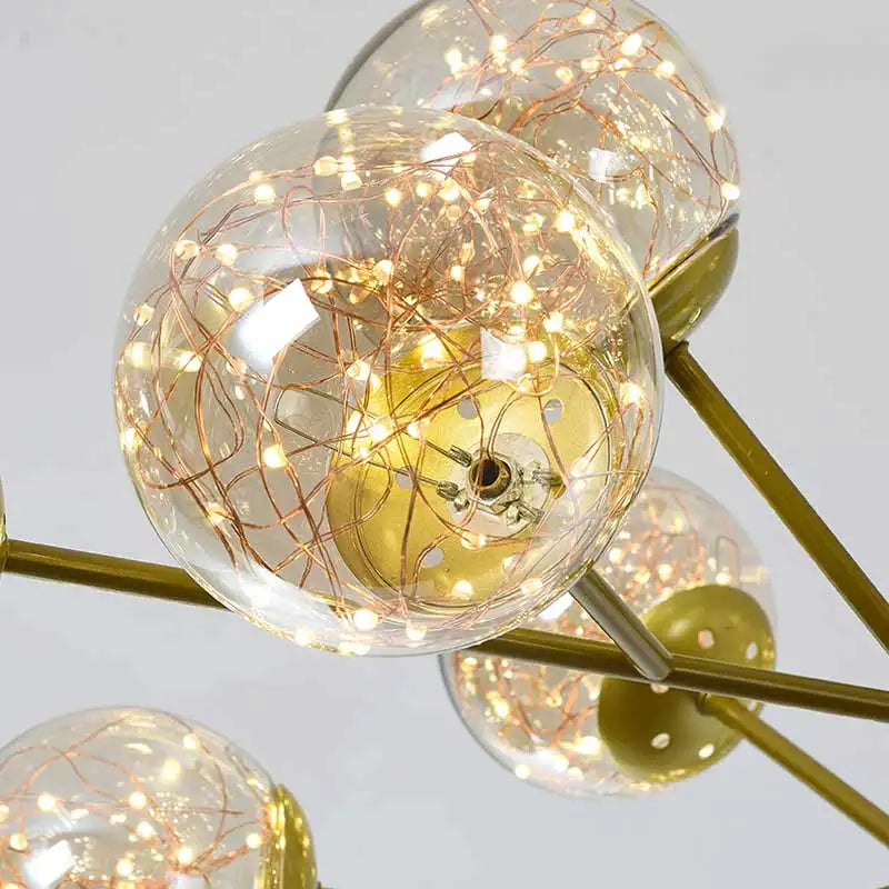 lustre moderne en forme d'étoile avec abat-jour en verre décoratif - vue 6 sur 24