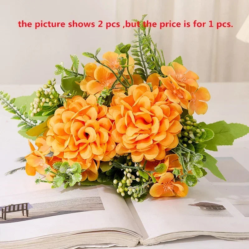 bouquet de chrysanthèmes en soie pour décoration de jardin - vue 8 sur 13