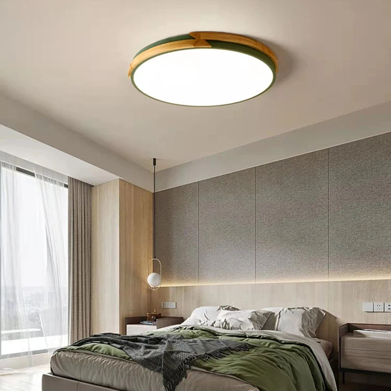 plafonnier led ultra-mince à intensité variable en bois - vue 3 sur 16