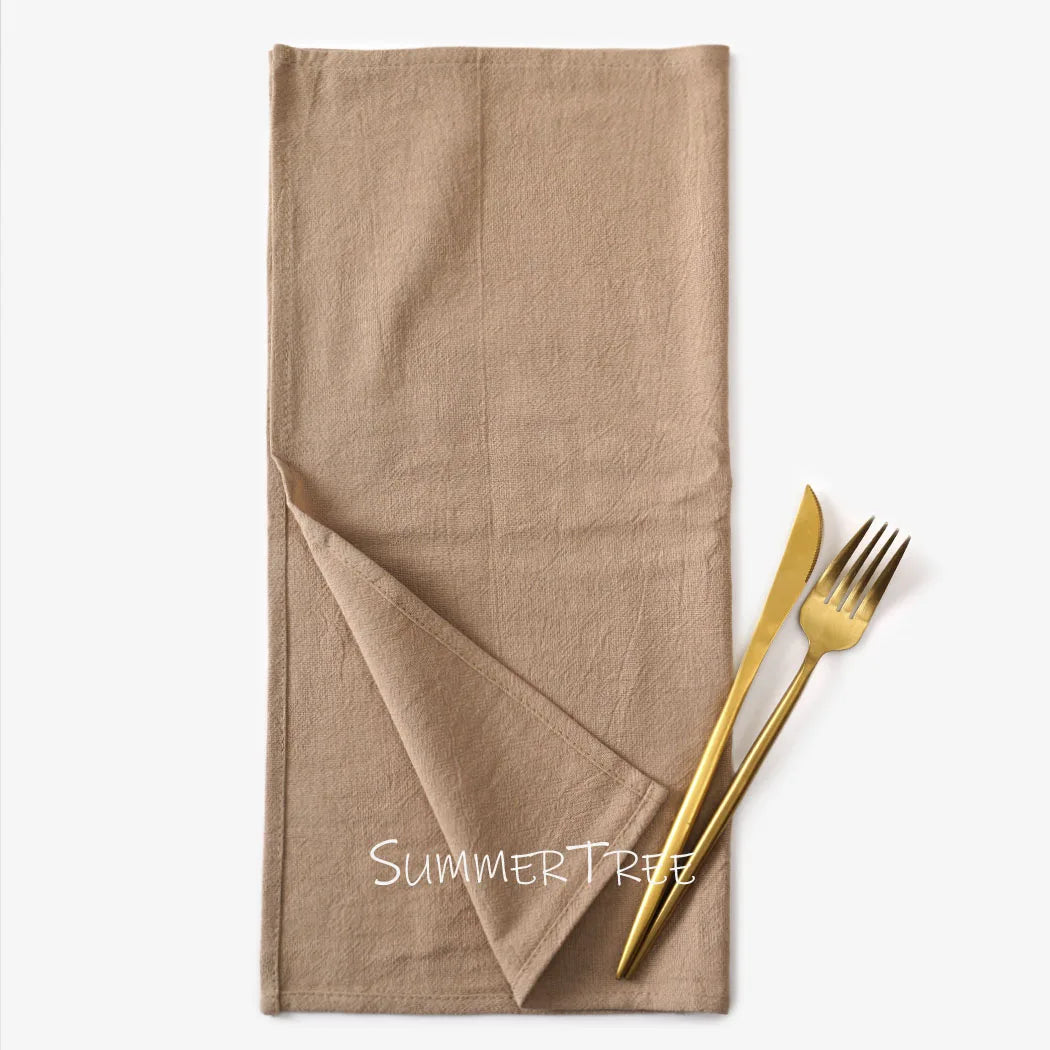 Serviette de table lot 10 coton lavé vintage - vue 7 sur 7