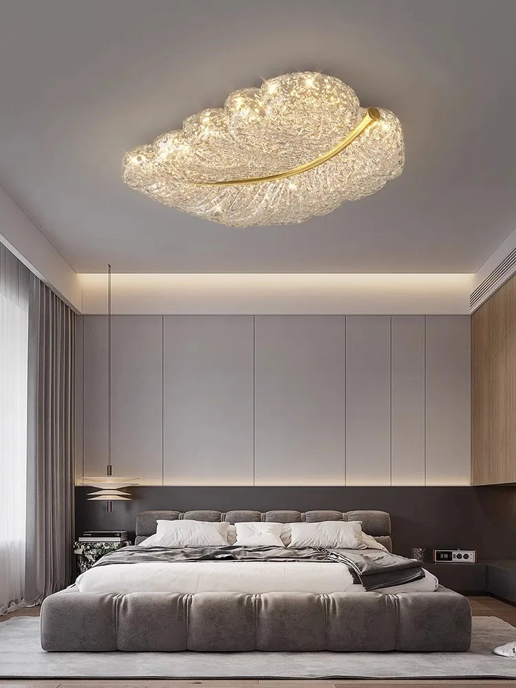 BOSSEN Scandinavian Dining Room Ceiling Pendant Light for Bedroom, Living Room Room Decoration, Gold Foil Resin Lamps and Light - vue 5 sur 15