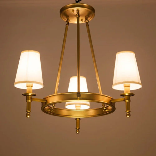 Lustre rond en cuivre complet pour chambre à coucher
