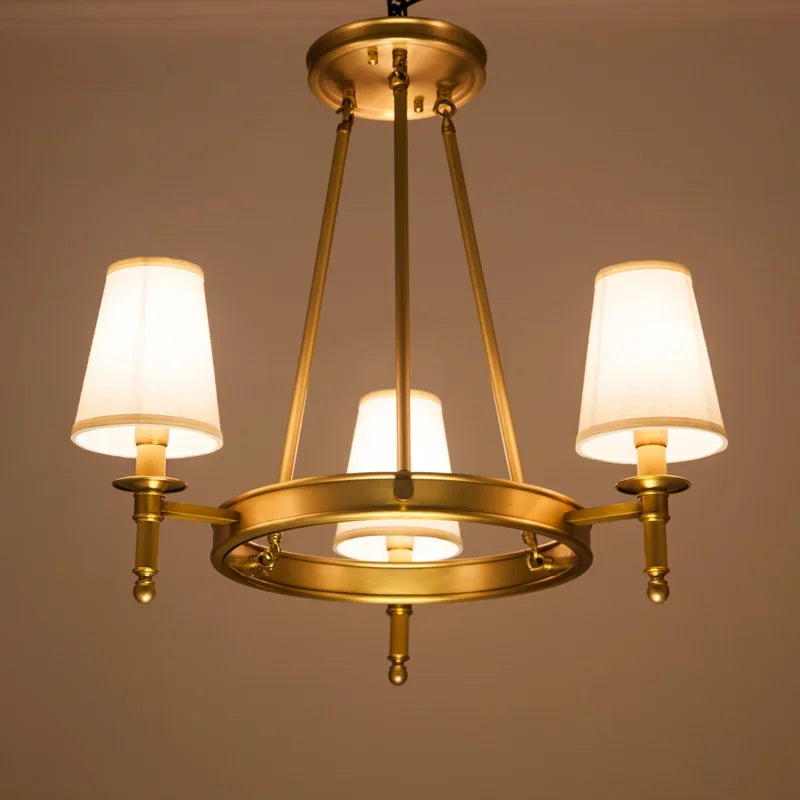 Lustre rond en cuivre complet pour chambre à coucher - vue 4 sur 12