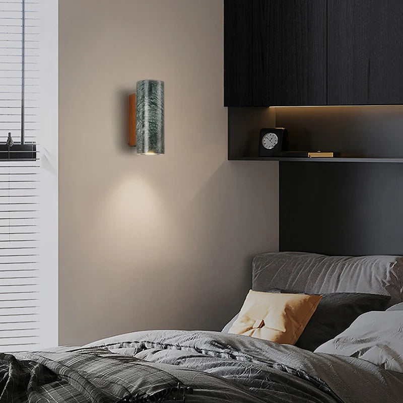 LED-Wandleuchte aus Marmor mit dekorativem Nachttischhalter im nordischen Stil für Hotel und Zuhause - vue 3 sur 8