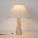 Off White Stone Table Lamp Fabric Shade Desk Light with Changeable Bulb