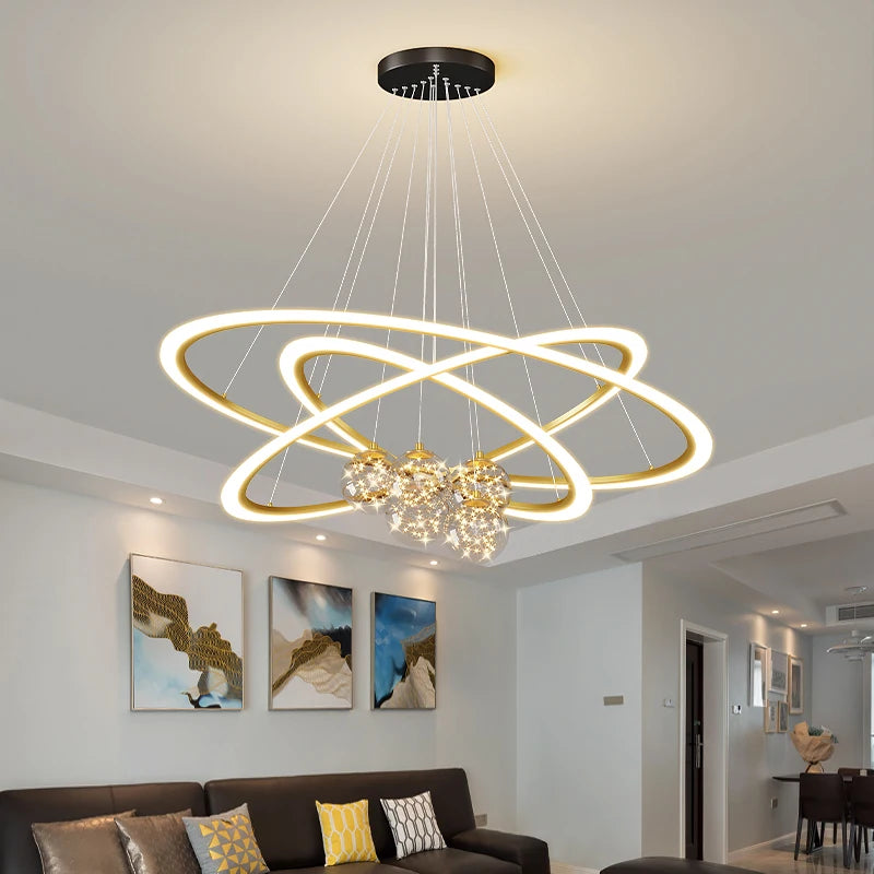 lustre en verre étoilé design moderne pour éclairage intérieur - vue 5 sur 9