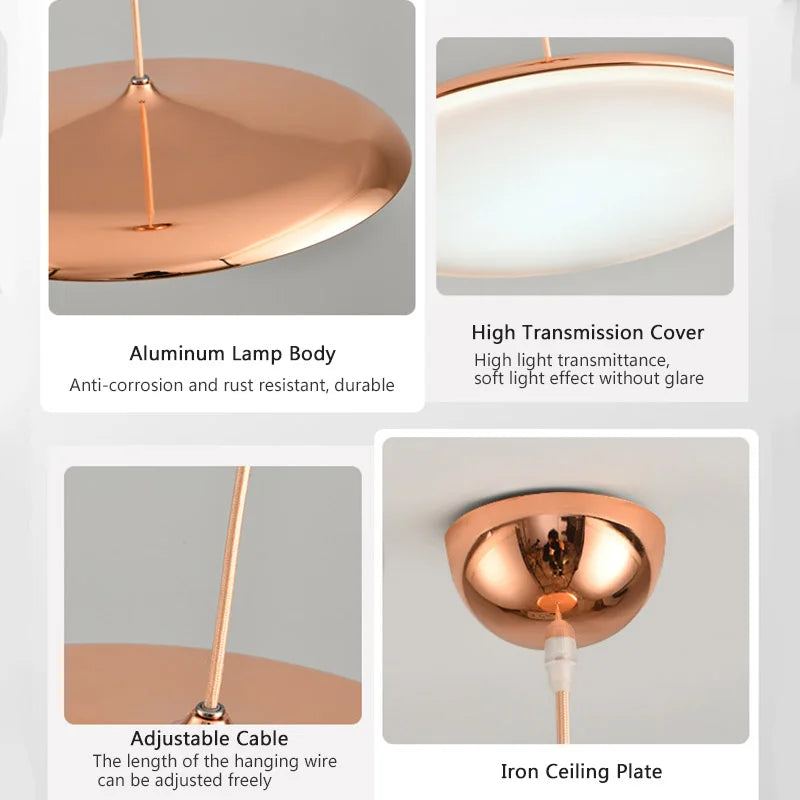 lampe led suspendue design nordique simple avec soucoupe volante - vue 6 sur 14
