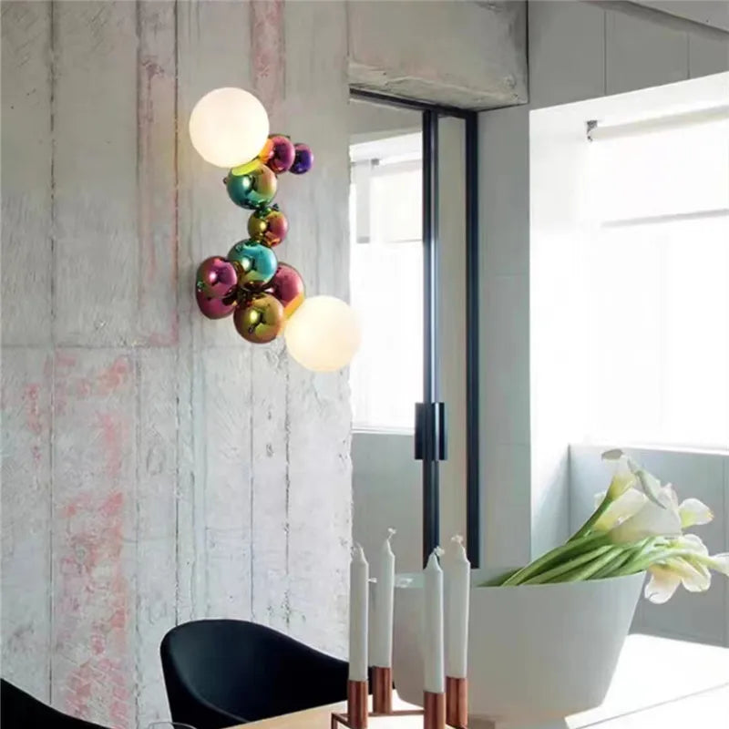 Applique murale postmoderne boule de verre haricot magique acier luxueuse - vue 6 sur 8