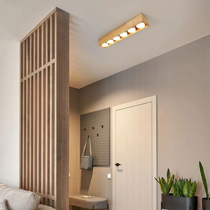 Plafonnier minimaliste japonais en bois brut