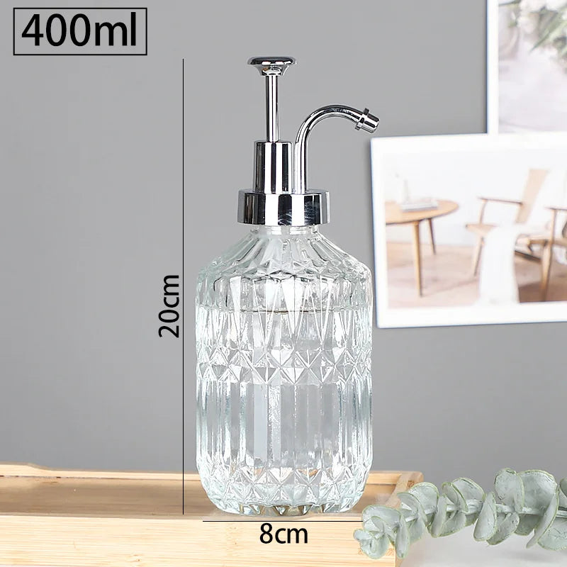distributeur de savon en verre transparent rechargeable pour gel douche - vue 13 sur 17