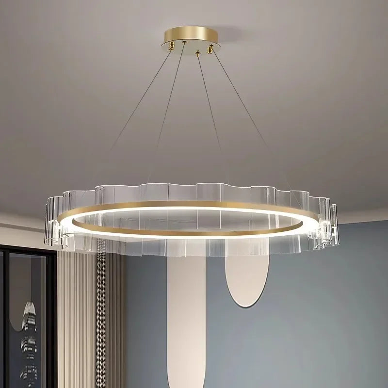 lustre moderne en aluminium et acrylique design nordique pour intérieur - vue 5 sur 10