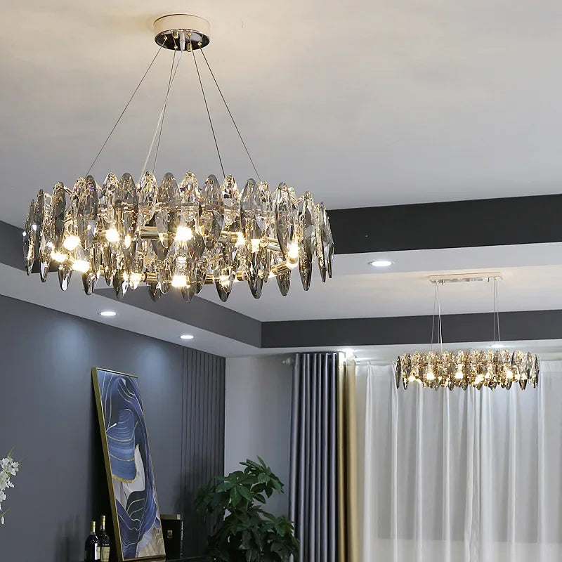 lustre moderne en cristal pour décoration intérieure élégante 2024 - vue 6 sur 13