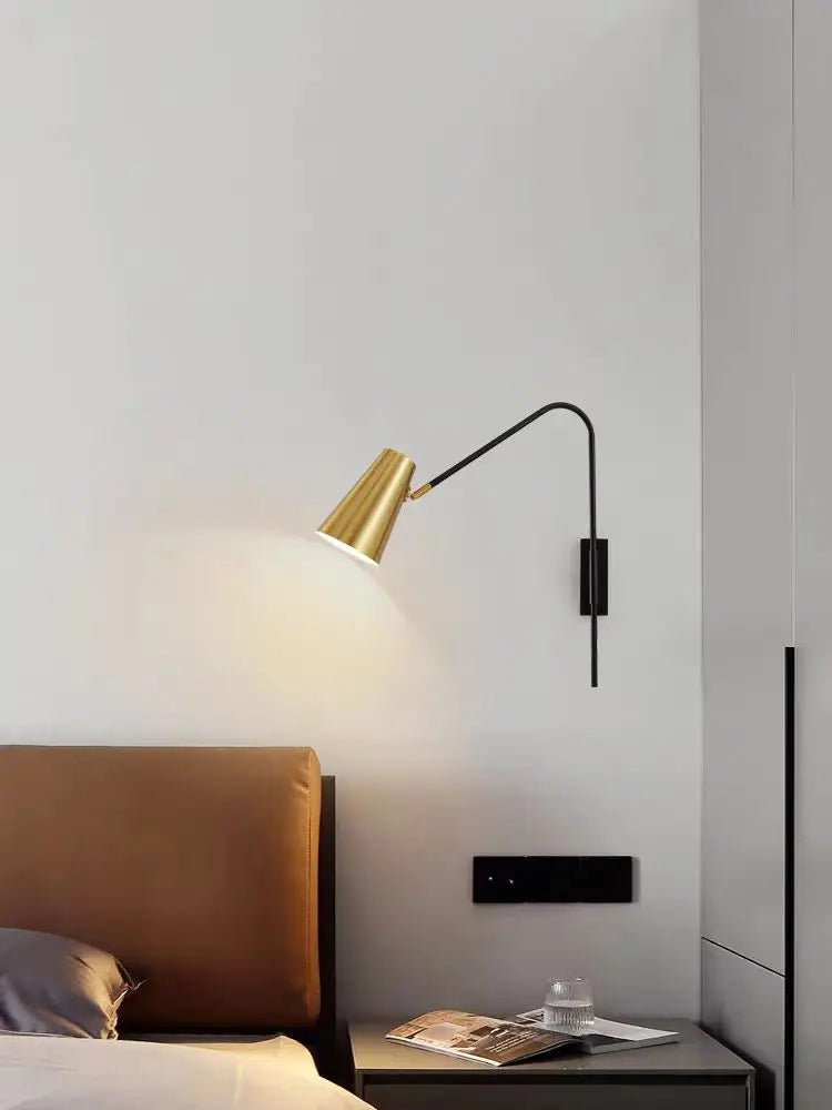 Minimally Adjustable Bedroom Bedside Wall Lamp, Long Arm Dining Room Wall Lamp, Nordic Long Pole Industrial Style Swing Arm Lamp - vue 5 sur 12